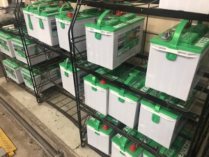 Interstate Deep Cycle Batteries on the rack