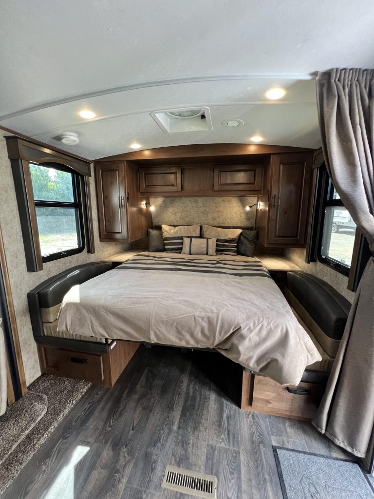 Wall-Bed folded down in 19MKS by Outdoors RV
